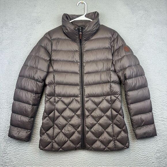 Lauren Ralph Lauren Down Jacket Womens Small Brown Quilted Puffer Equestrian - Picture 1 of 14